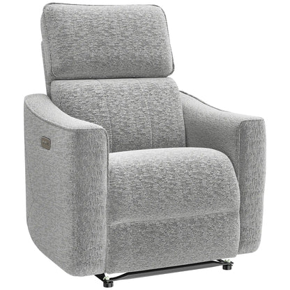 Power Recliner Chair, Linen Fabric, USB Ports, Footrest, Grey Sofas & Reclining Chairs Grey, Black at Gallery Canada