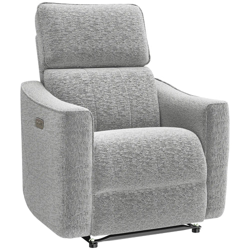 Power Recliner Chair, Linen Fabric, USB Ports, Footrest, Grey