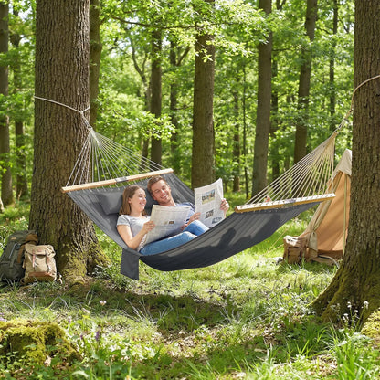 Padded Camping Hammock With Pillow, Spreader Bars, 200 x 140 cm, Grey Camping Hammocks at Gallery Canada