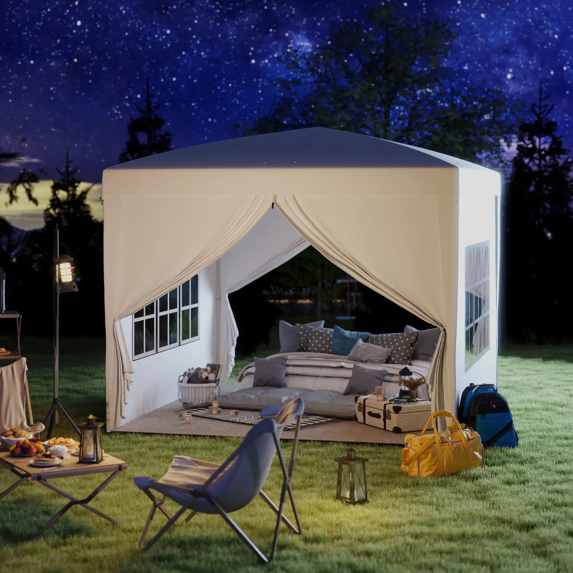 9.7' x 9.7' Outdoor Pop Up Tent, Wedding Gazebo Canopy, White Pop Up Canopies at Gallery Canada