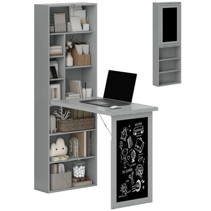 Fold-Out Convertible Office Desk, Wall Mount, Blackboard, Shelf, Charcoal Grey Computer Desks at Gallery Canada