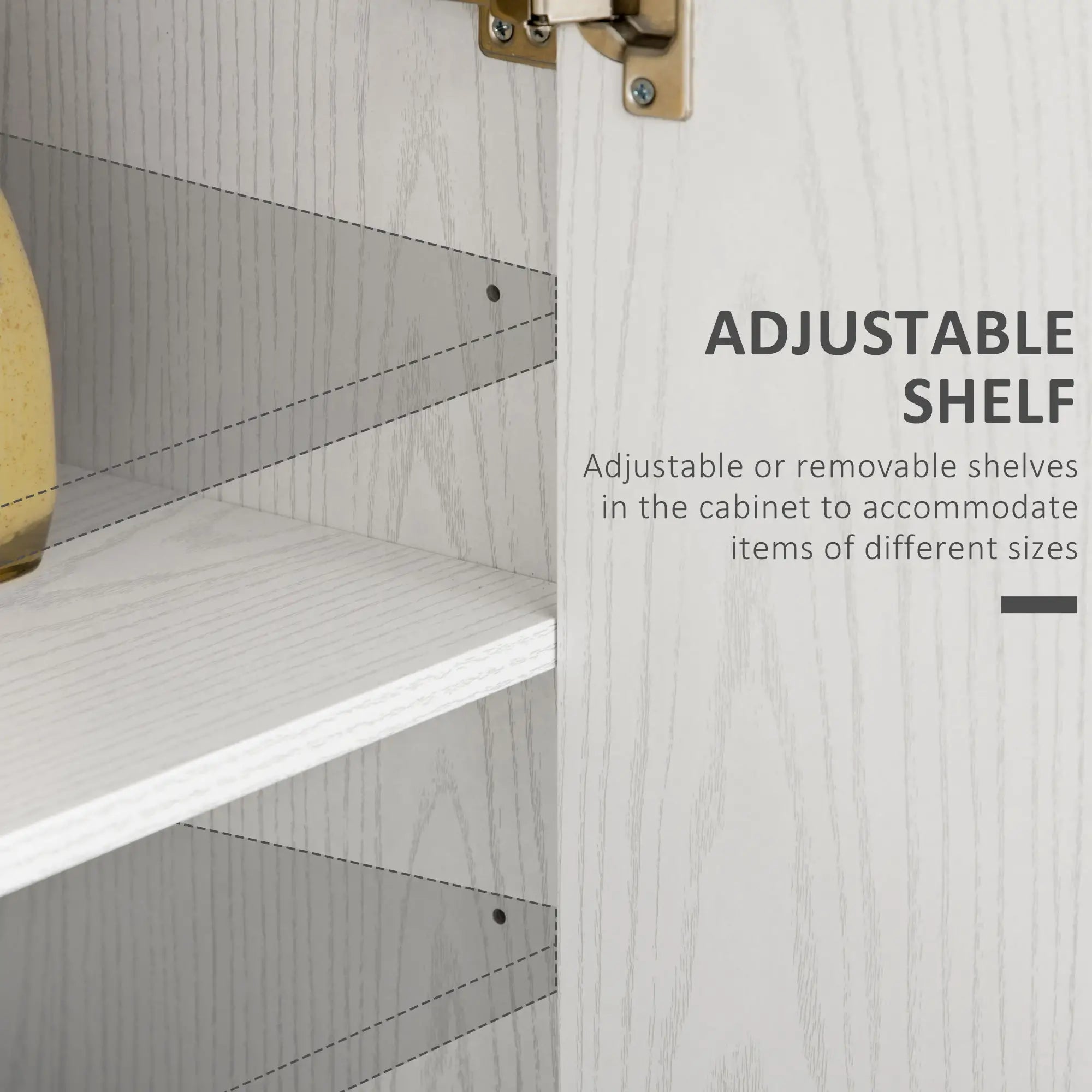 Kitchen Storage Cabinet, 2 Door Pantry with Adjustable Shelves, Distressed White, White Storage Cabinets at Gallery Canada