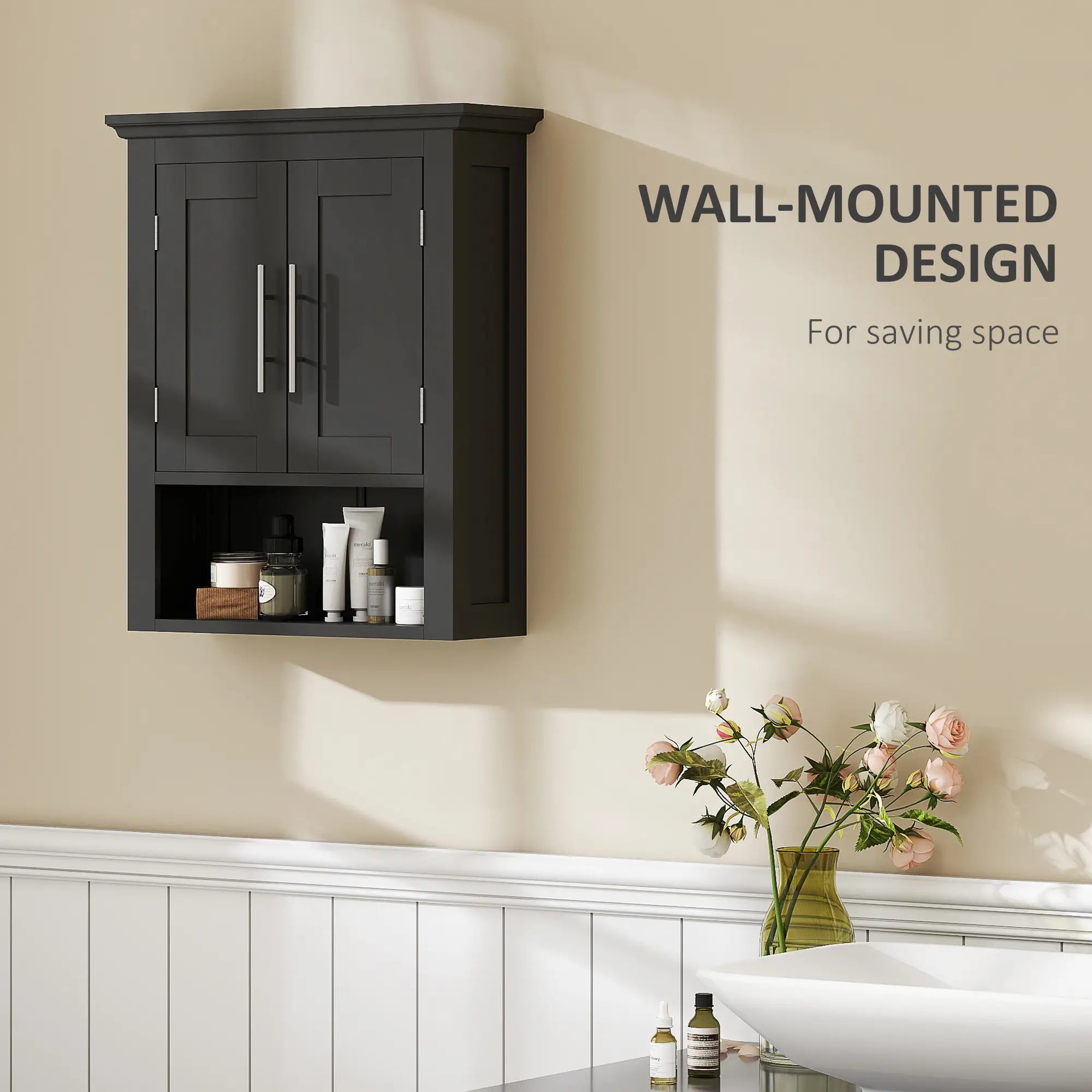 Bathroom Wall Cabinet, Medicine Storage with Shelf, Black Bathroom Cabinets at Gallery Canada