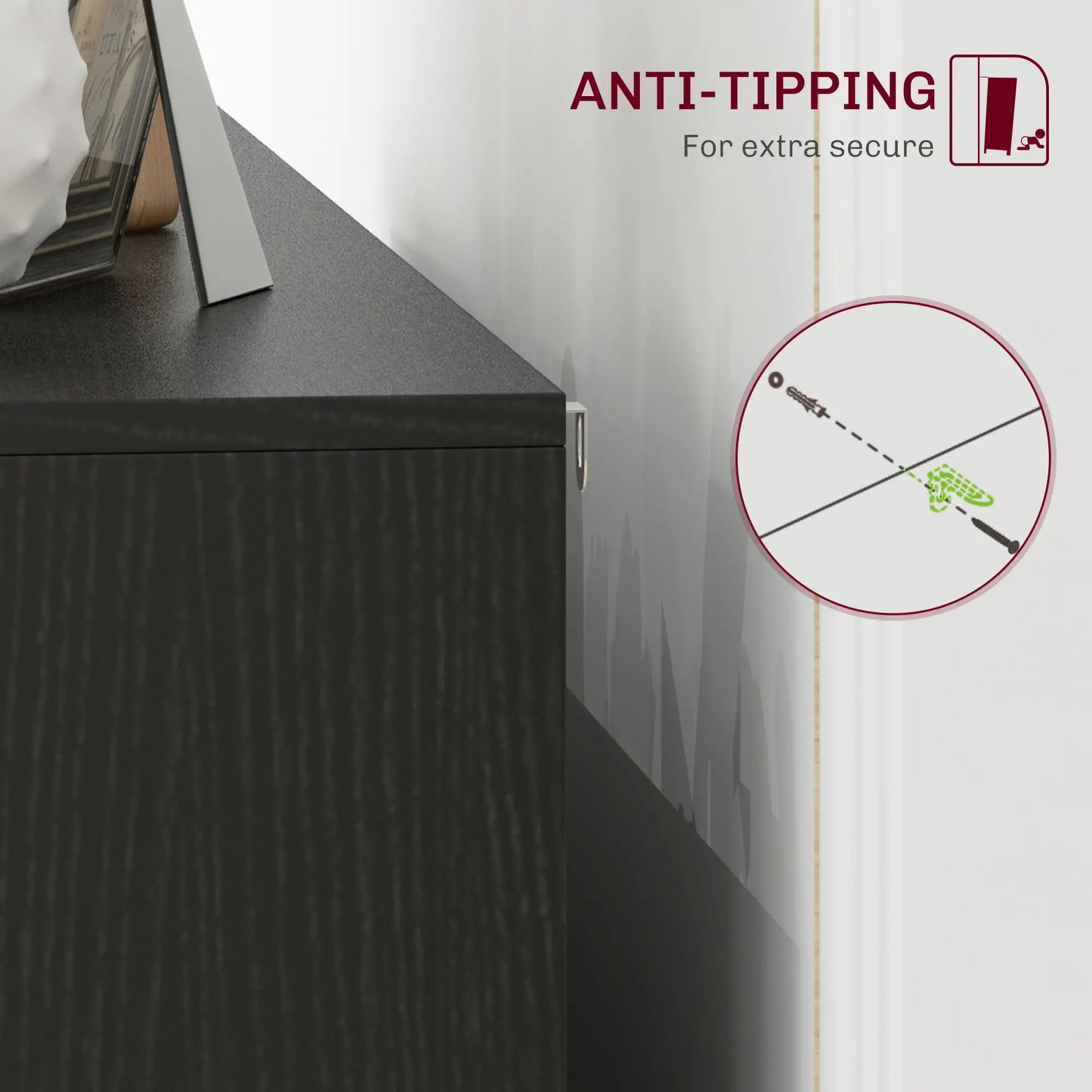 Modern Sideboard, Dining Cabinet with Adjustable Shelves, Black Bar Cabinets at Gallery Canada