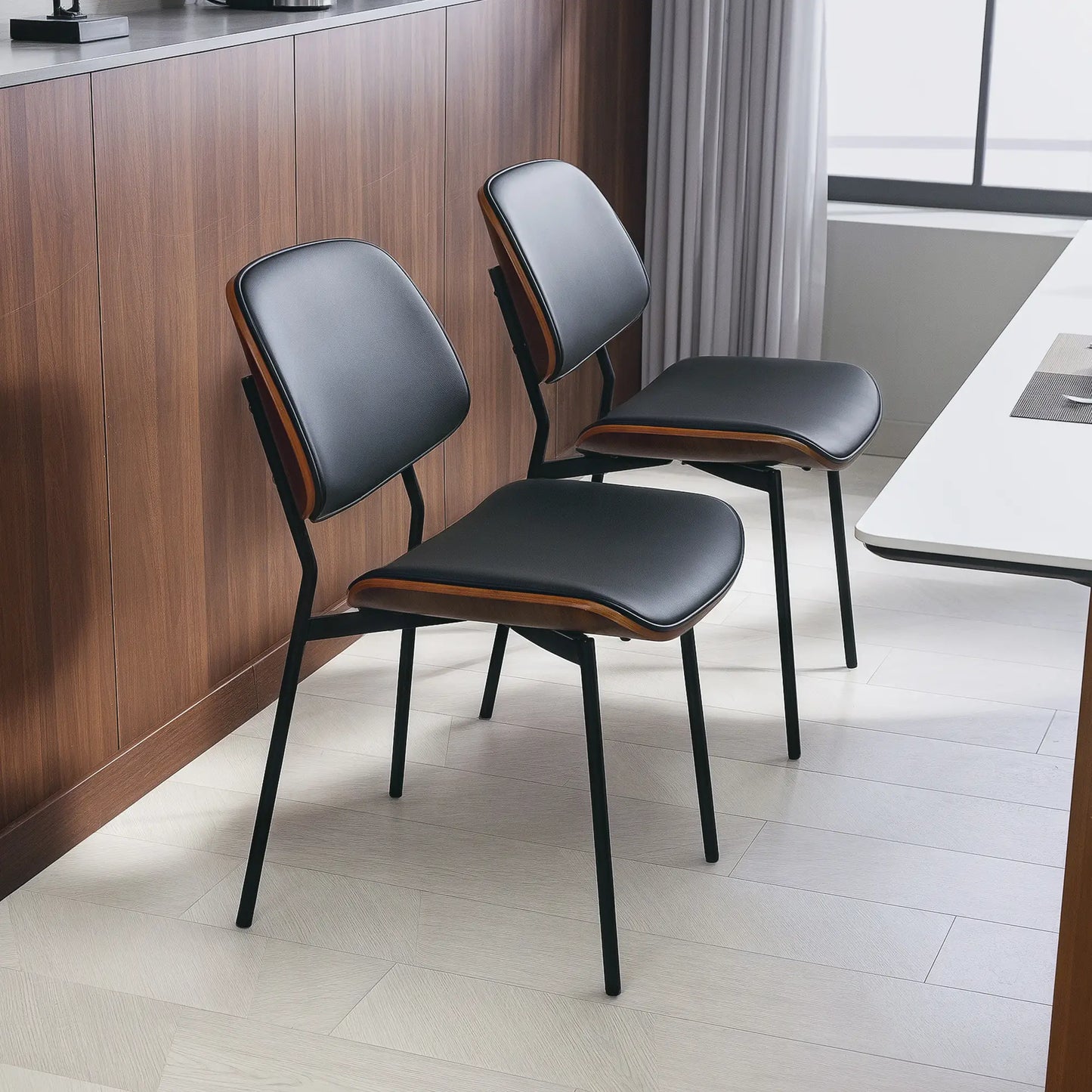 Dining Chairs Set of 2, Mid Century Modern, Bentwood Back, Metal Legs Dining Chairs at Gallery Canada