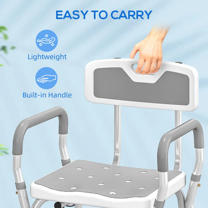 Adjustable Shower Chair With Arms, Back, Padded Seat, Light Grey Bath Chairs at Gallery Canada
