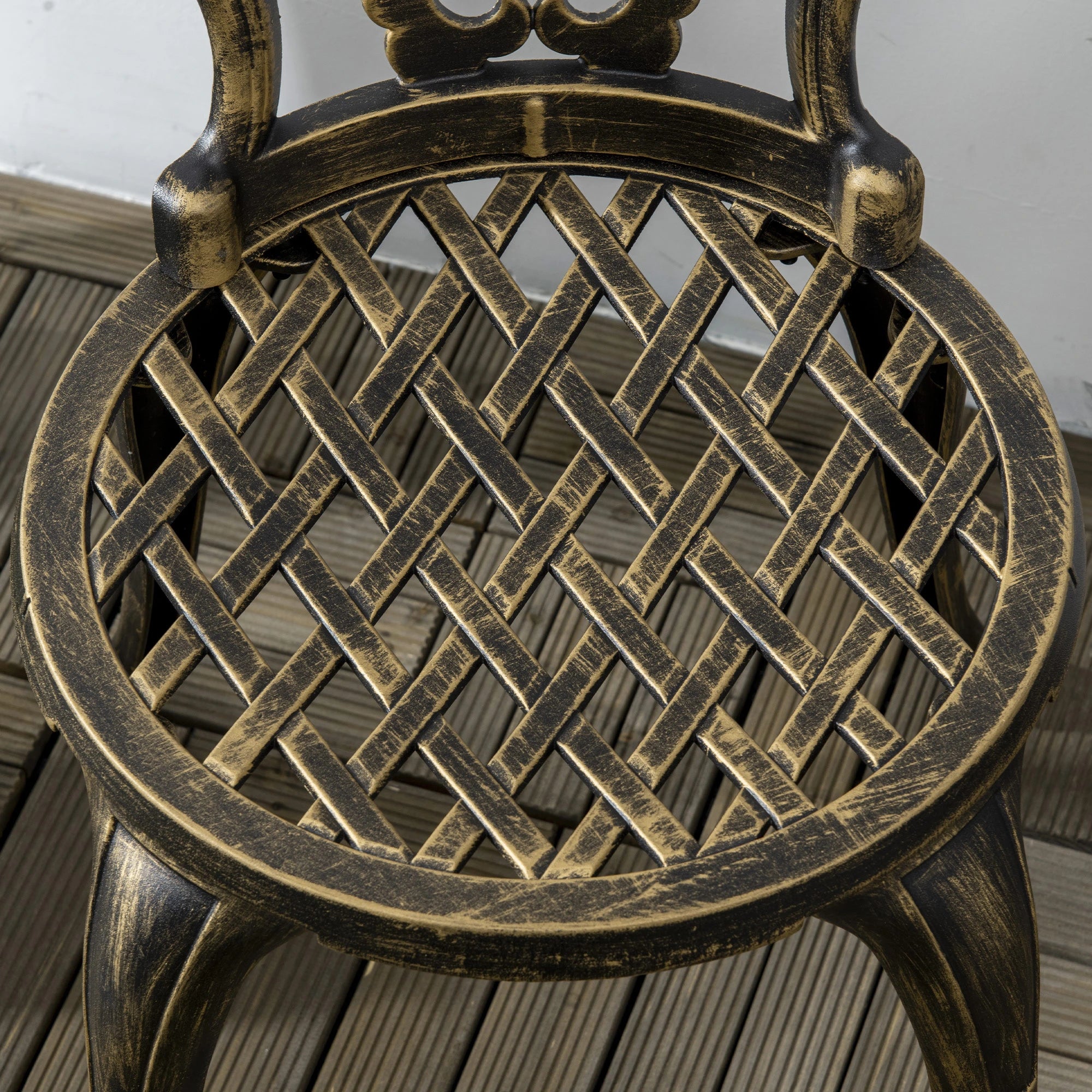 3 Piece Garden Bistro Set, 2 Chairs, Round Table with Parasol Hole, Bronze Bistro Sets at Gallery Canada