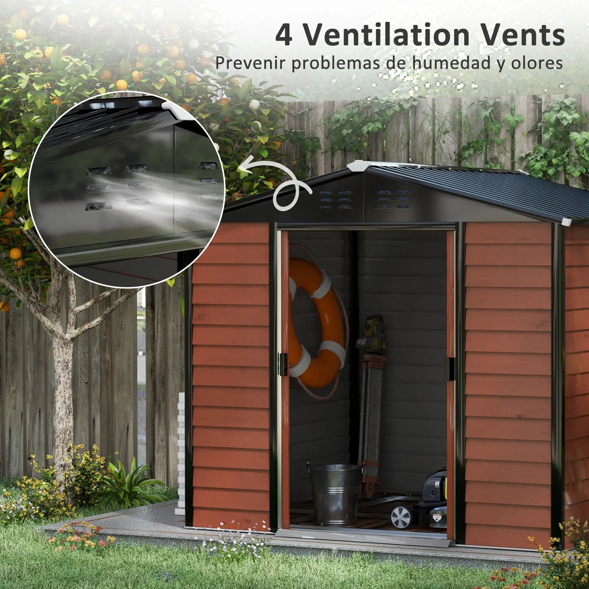 8' x 7' Outdoor Storage Shed, Galvanized Steel, Lockable Doors, Floor Frame Sheds at Gallery Canada