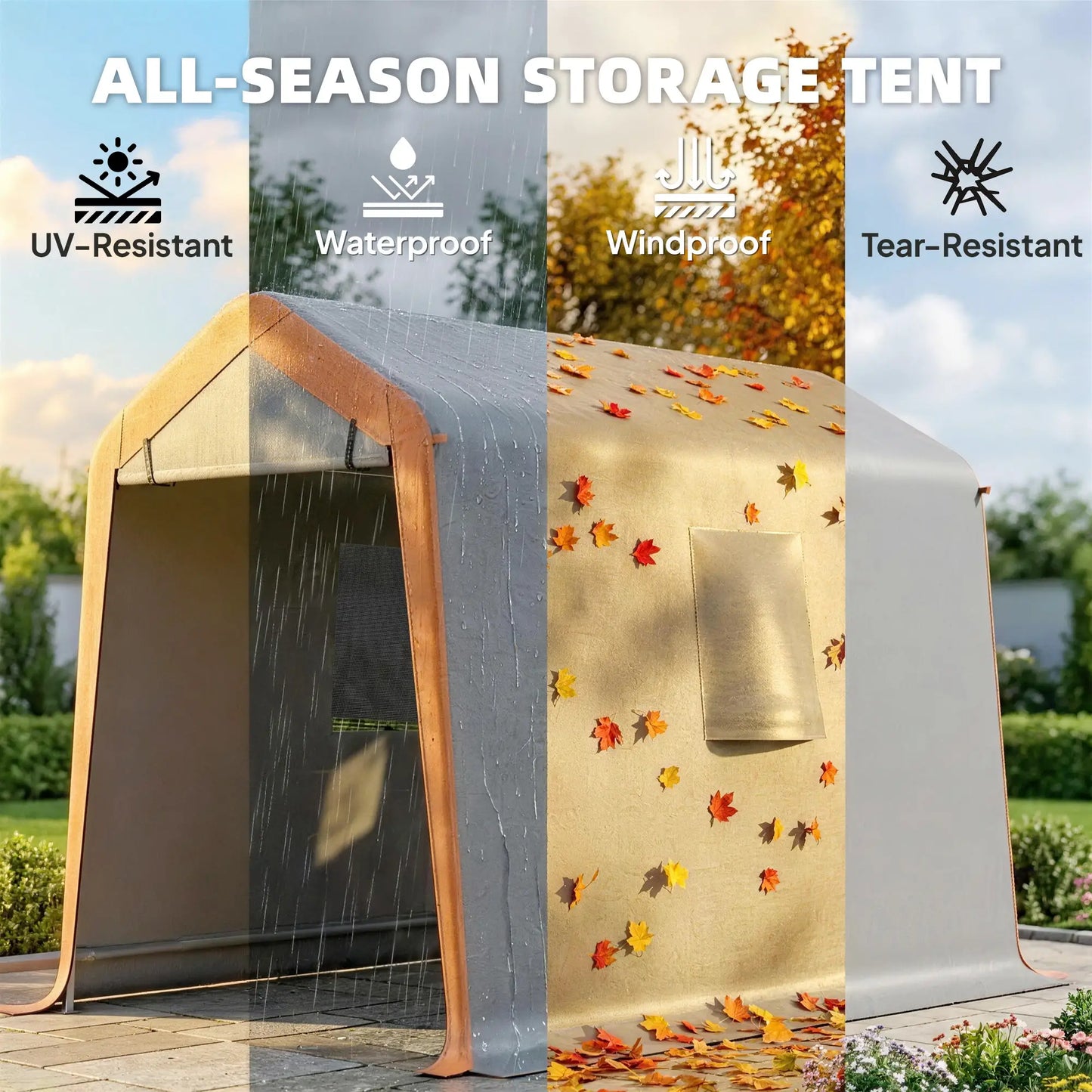 6' x 8' Portable Storage Shed Tent, Waterproof Motorcycle Bike Tent, Light Grey Car Shelters at Gallery Canada