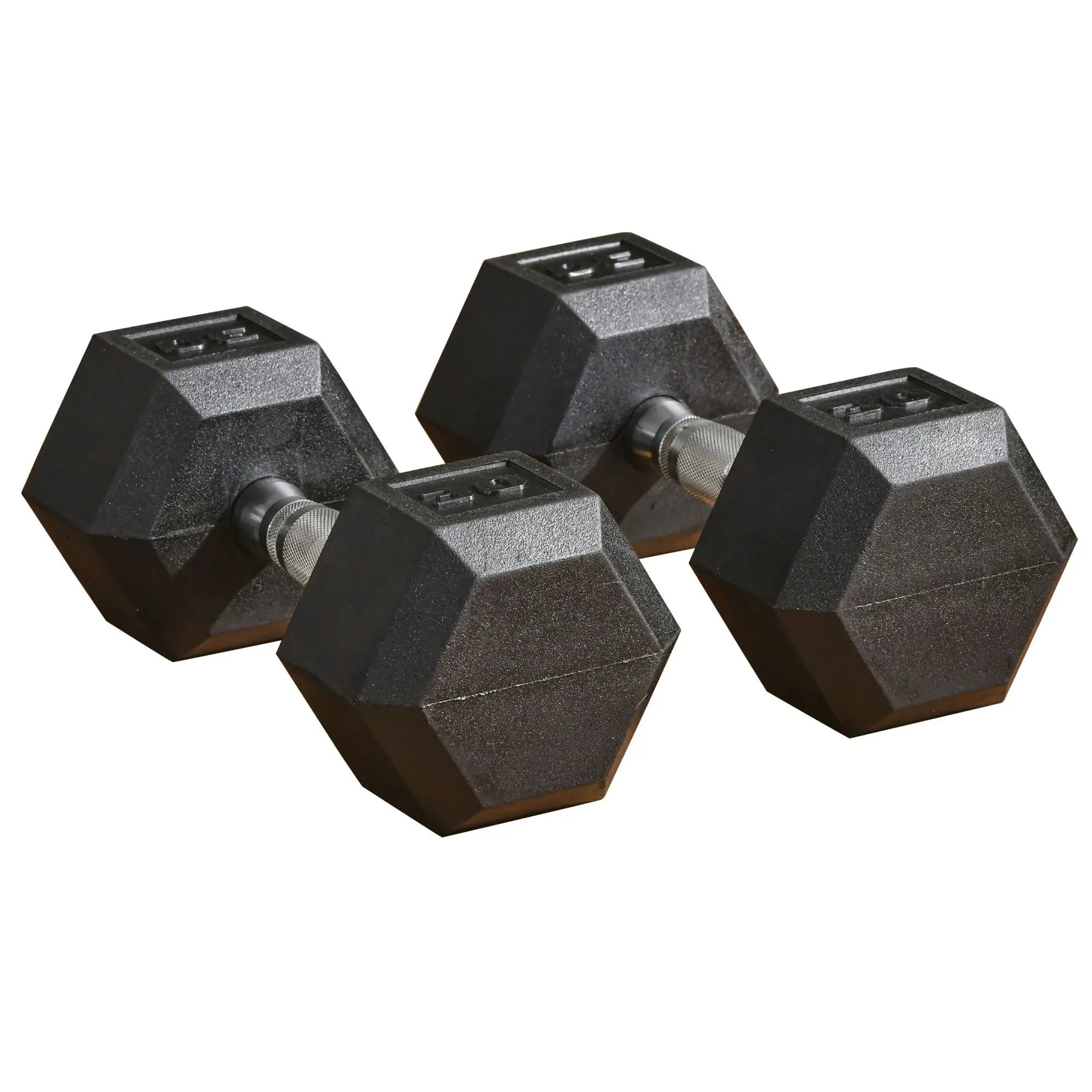 Rubber Dumbbells Weight Set, 60lbs Total, 30lbs Each, Black Dumbbells & Barbells at Gallery Canada