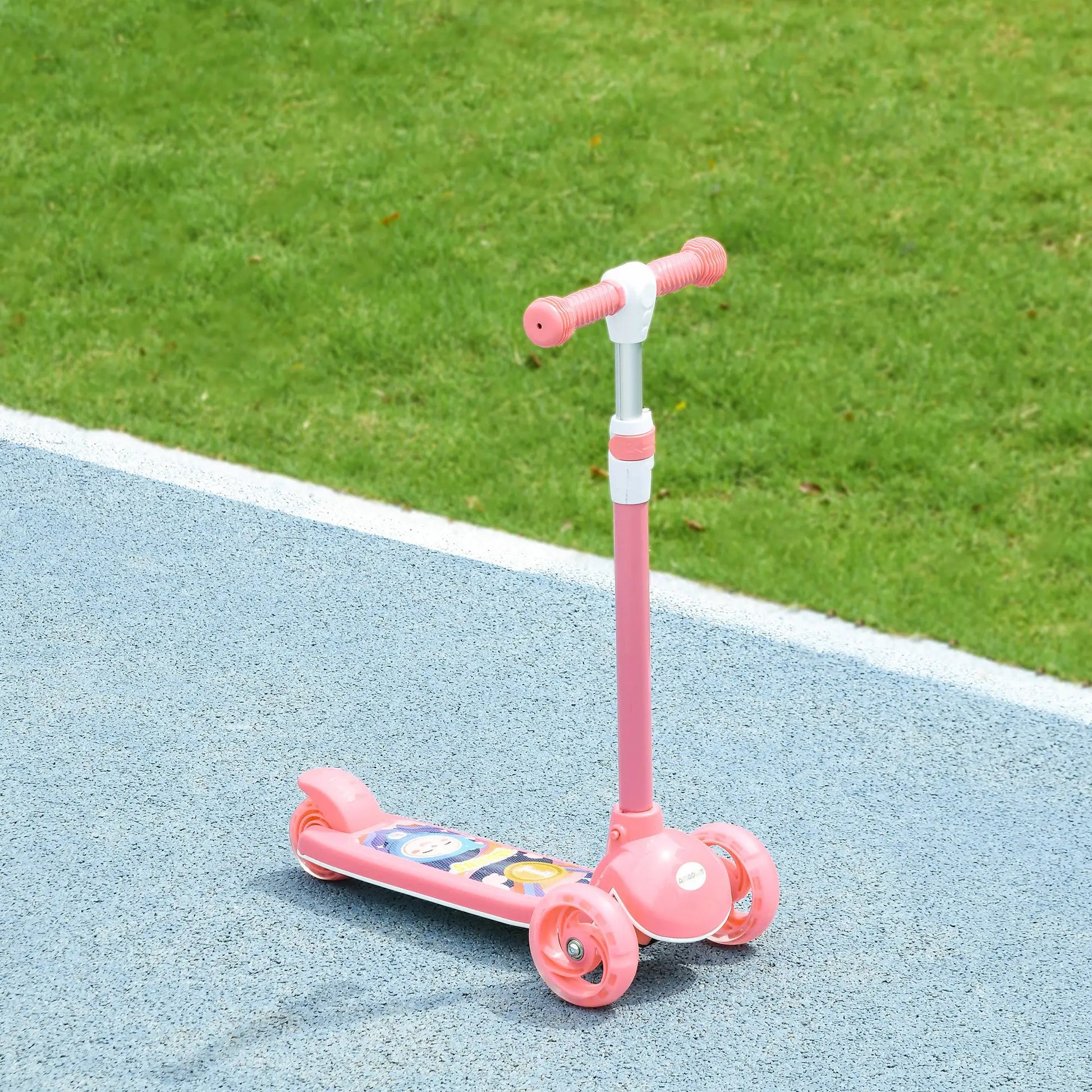 3 Wheel Kids Scooter, Adjustable Height, Rear-Fender Brake, LED Light, Pink Scooters at Gallery Canada