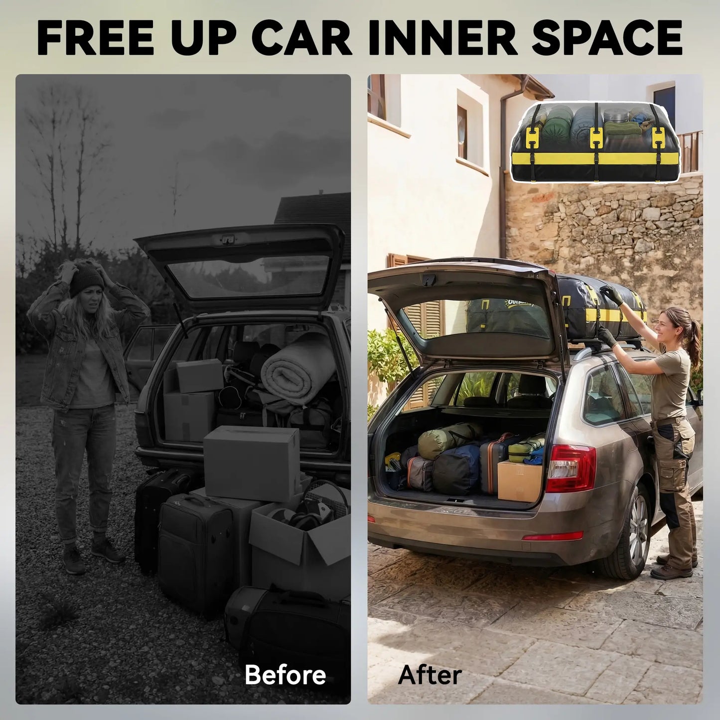 Rooftop Cargo Carrier, 21 Cubic Feet, Waterproof Soft-Shell Storage Bag, Yellow Automotive at Gallery Canada