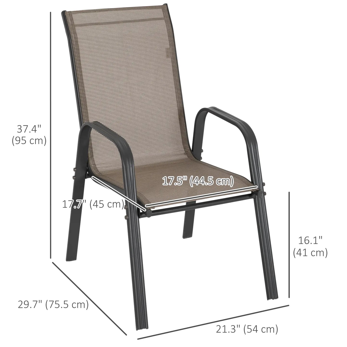 Outdoor Dining Chairs Set of 4, Heavy Duty Stackable, Grey Patio Chairs at Gallery Canada