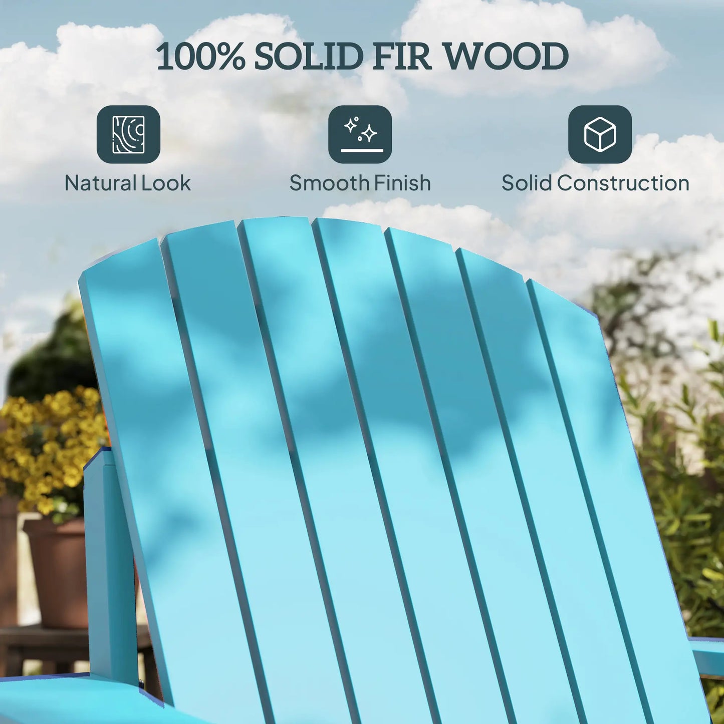 Classic Adirondack Chair, Garden Deck Chair with Cup Holder, Turquoise Patio Chairs at Gallery Canada