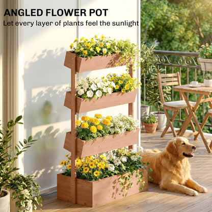 4-Tier Raised Garden Bed, 33.5" x 18" x 55" Vertical Wooden Planter Box Elevated Garden Beds at Gallery Canada