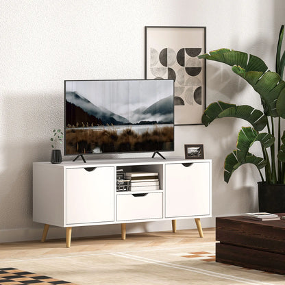 TV Stand for 50" TV, Storage with Shelf, Drawer, 2 Cabinets, White TV Stands at Gallery Canada