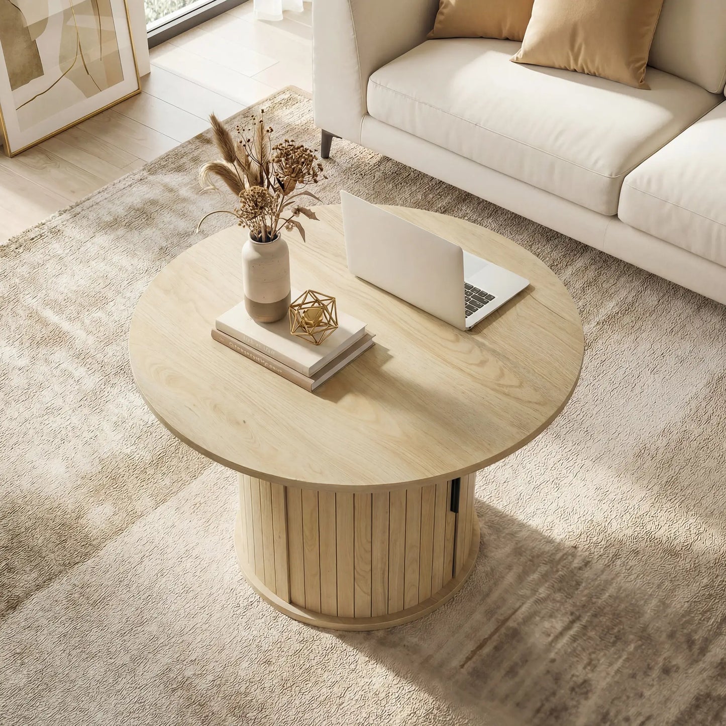 31.5" Round Coffee Table, Natural Wood Center Table Coffee Tables at Gallery Canada
