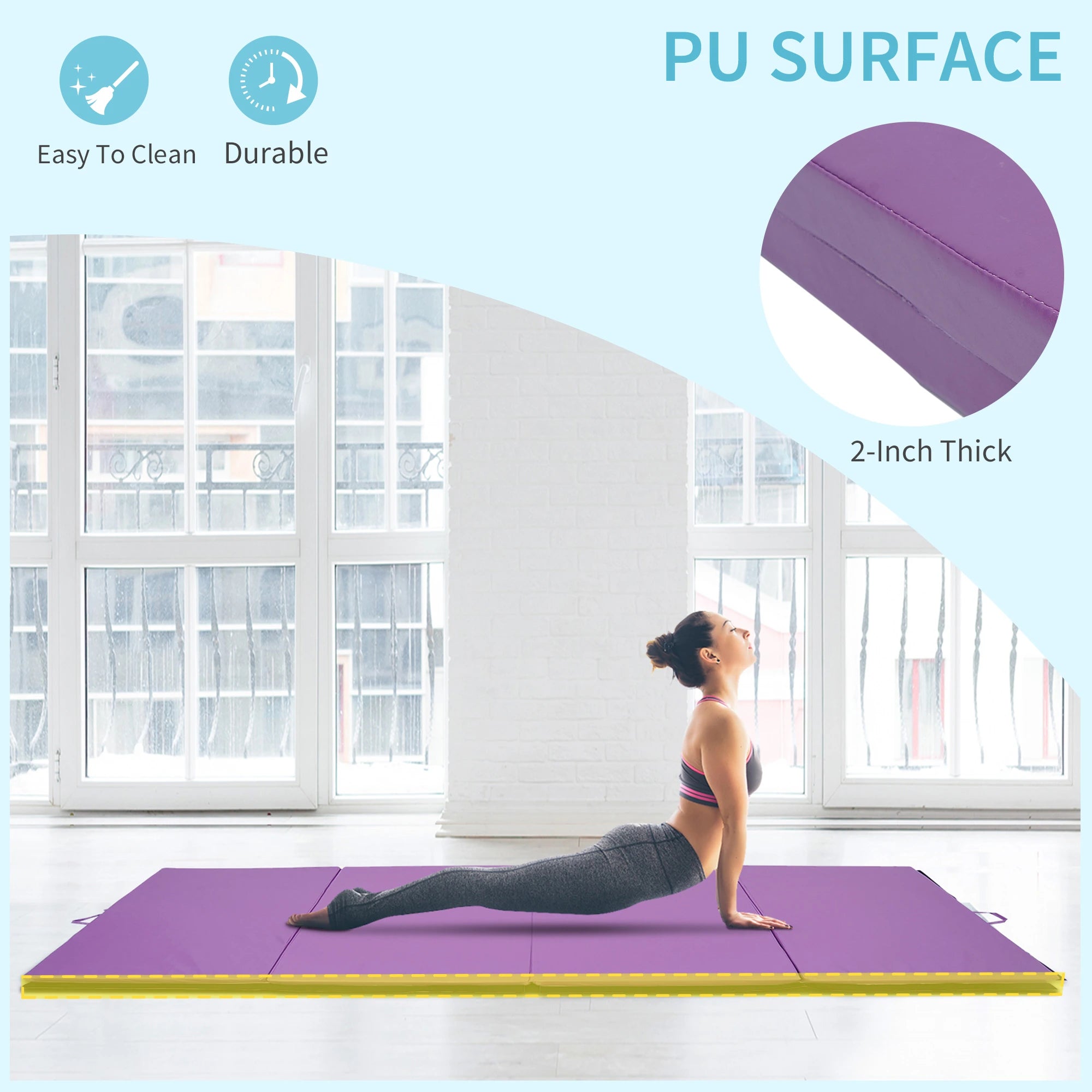 4'x10'x2'' Folding Gymnastics Mat, Exercise Mat for Yoga, MMA, Purple Gymnastics Mats at Gallery Canada