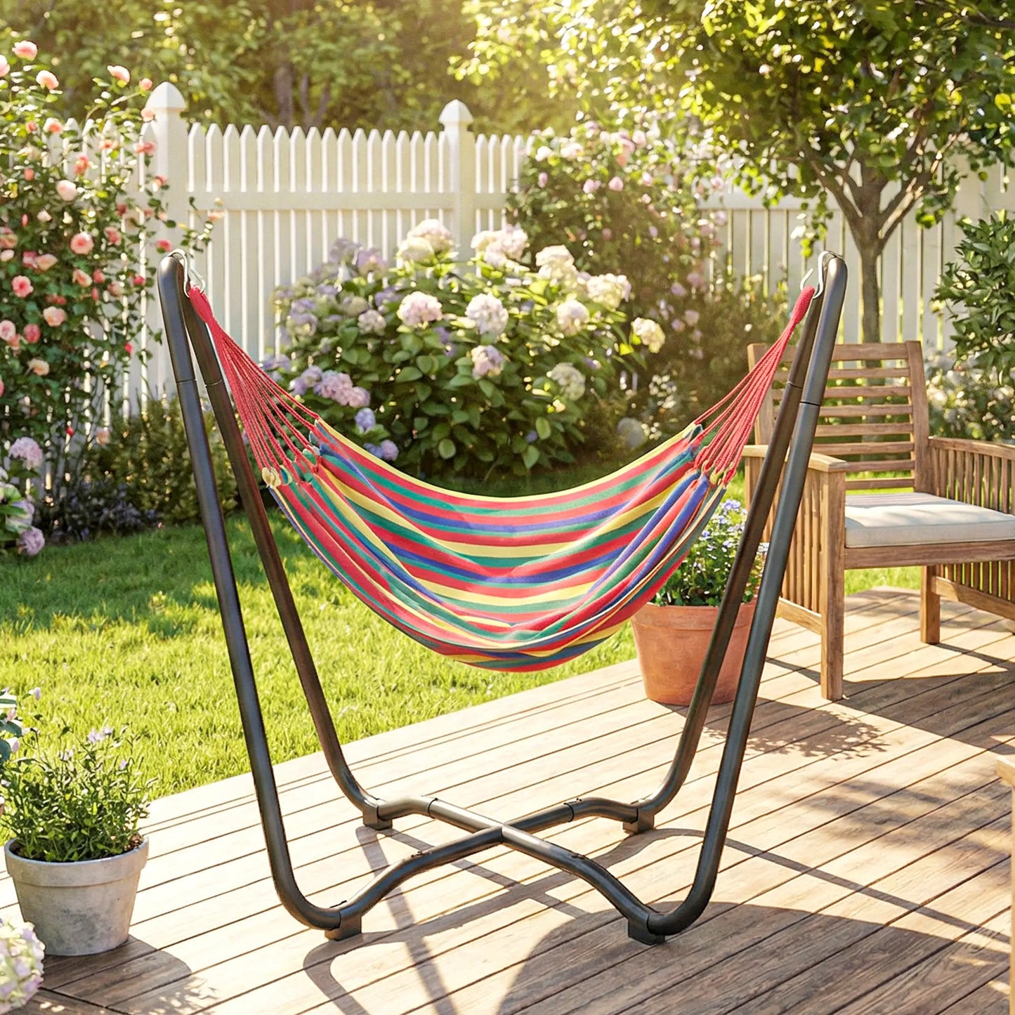 Patio Hammock With Stand, Fabric Outdoor Bed, Multi-Colored Hammocks with Stand at Gallery Canada