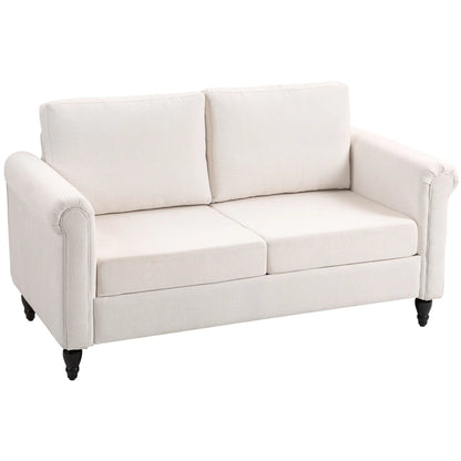 Vintage Loveseat, Chenille Fabric 2 Seater Sofa, Cream White 2-Seater Sofas at Gallery Canada