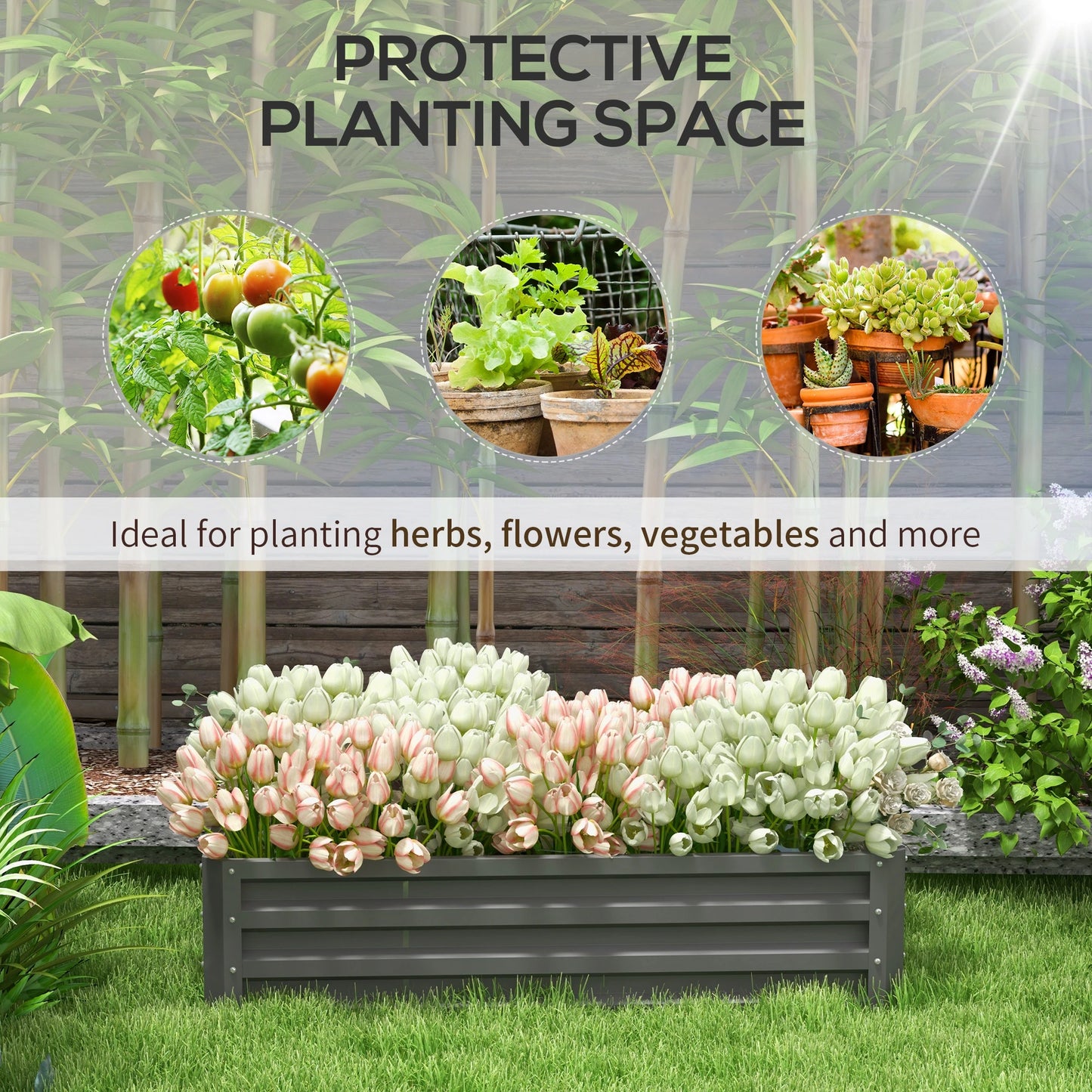 Galvanized Raised Garden Bed, Outdoor Planter Box, 4' x 2' x 1', Light Grey Galvanized Planter Boxes at Gallery Canada