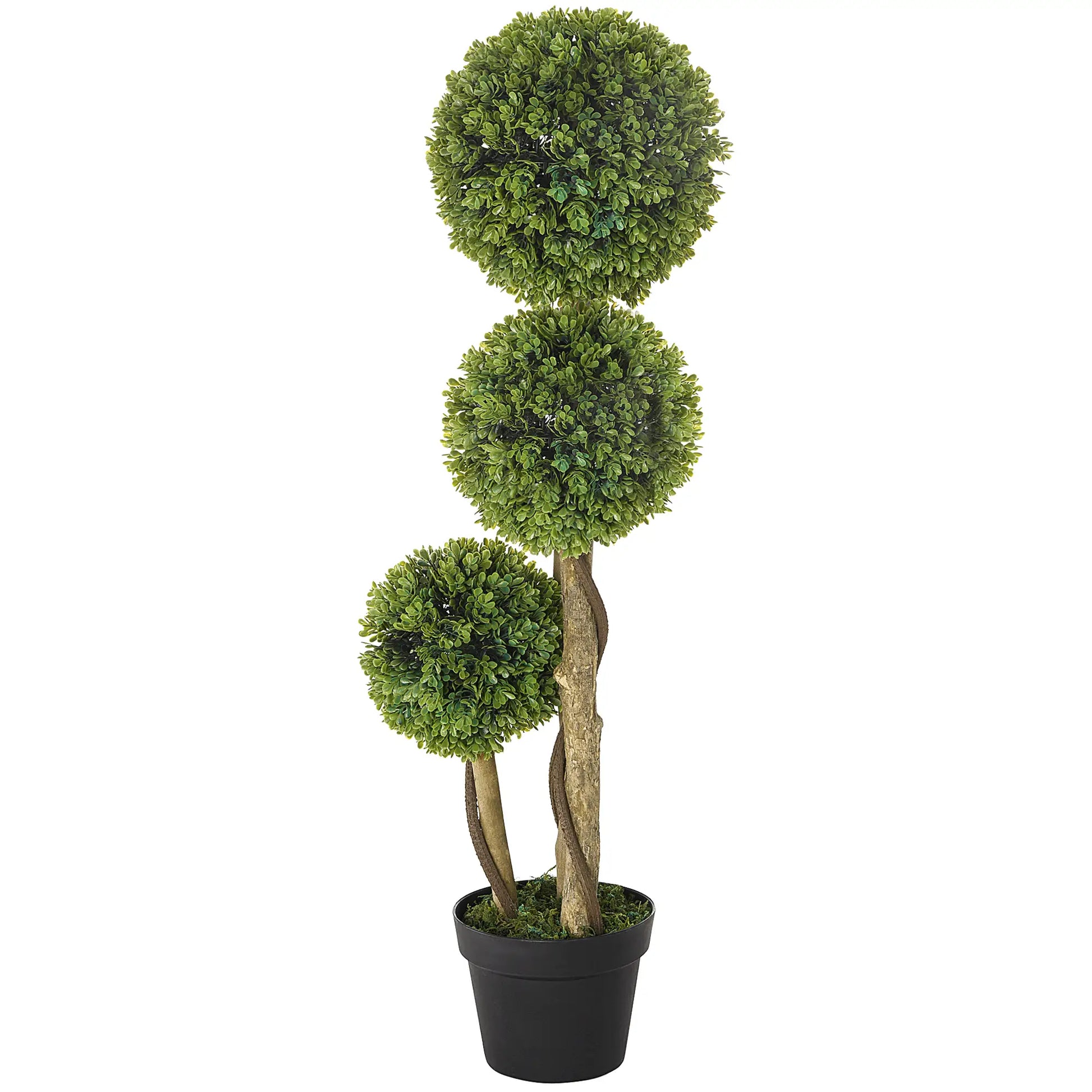 3FT Artificial Boxwood Topiary Tree, Triple Ball, Indoor Outdoor, Green Artificial Trees at Gallery Canada