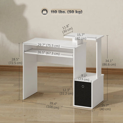 Computer Desk, Sliding Keyboard Tray, Storage Drawer, White Computer Desks at Gallery Canada