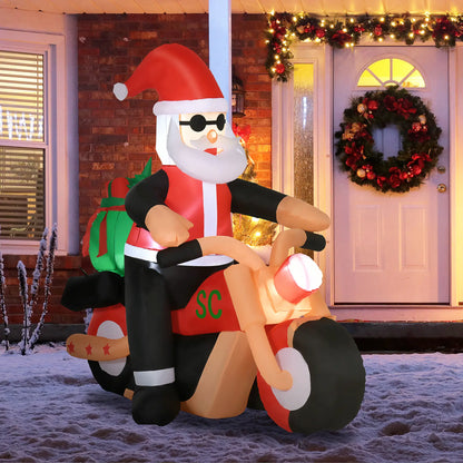 5.5' H Christmas Inflatable, LED Santa Claus Riding Motorcycle Christmas Inflatables at Gallery Canada