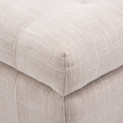 Storage Ottoman, Linen Fabric Bench with Soft Close Lid, 42" x 17" x 19", Beige Storage Ottomans & Benches at Gallery Canada