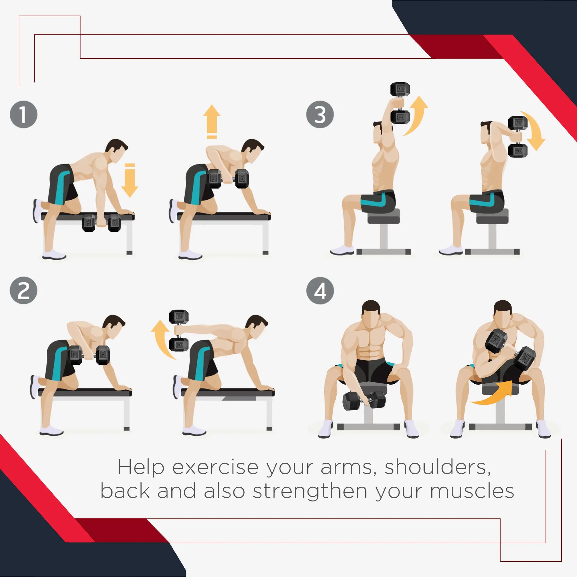 2 x 50lbs Hex Dumbbell Set, Rubber Weights, Non-Slip Handles, Anti-Roll Dumbbells & Barbells at Gallery Canada