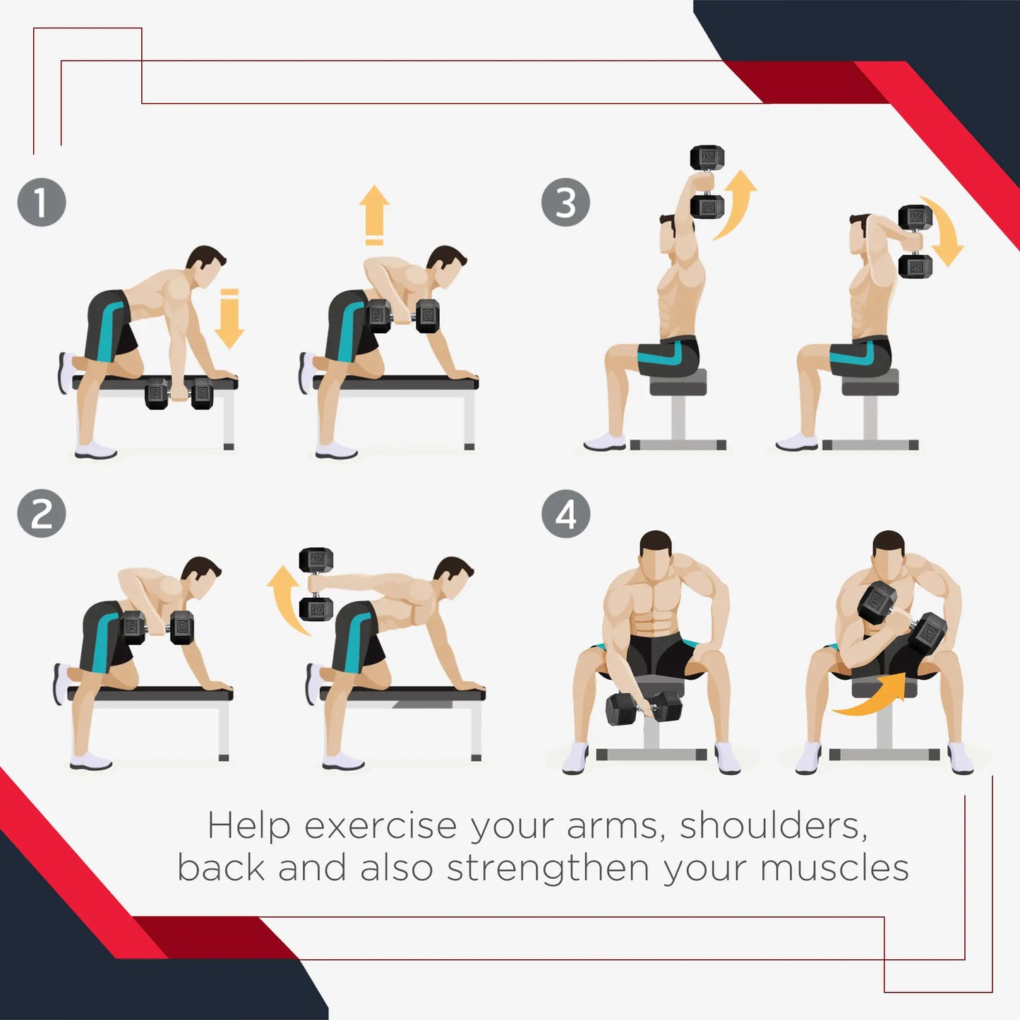 2 x 50lbs Hex Dumbbell Set, Rubber Weights, Non-Slip Handles, Anti-Roll Dumbbells & Barbells at Gallery Canada
