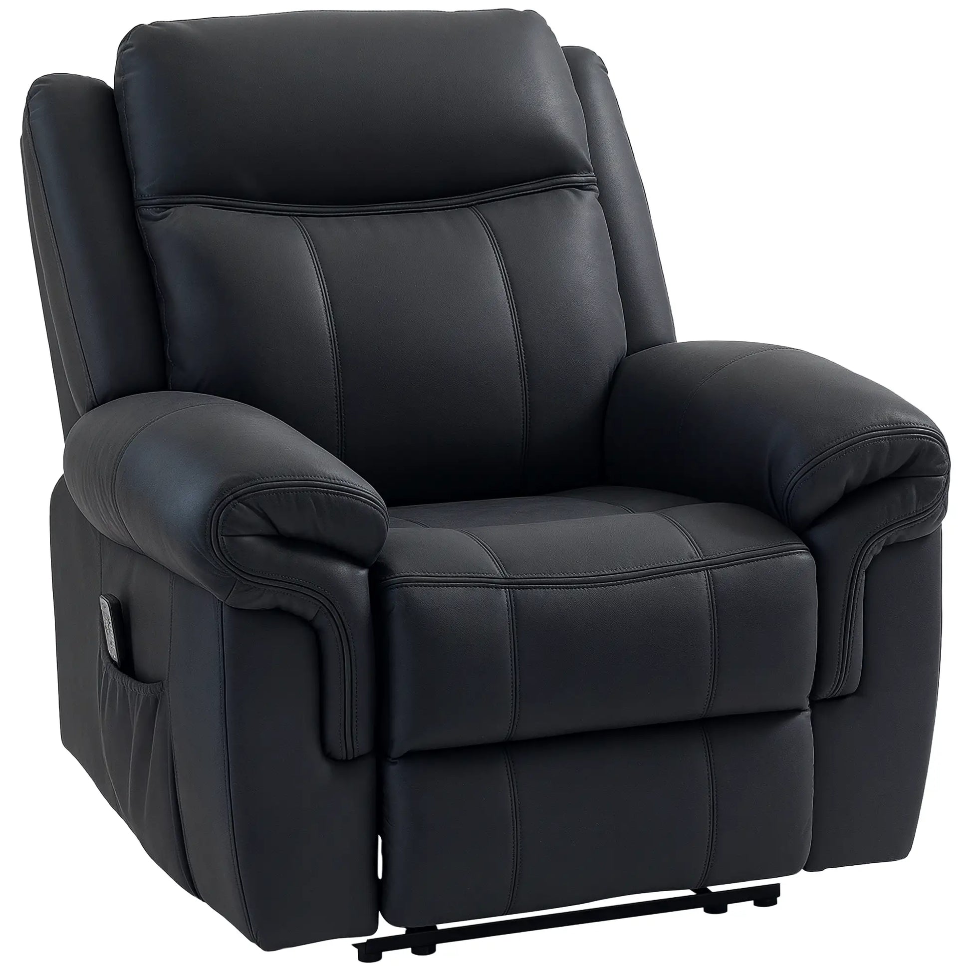 Manual Recliner Chair with Vibration Massage, Side Pockets, Microfibre Reclining Chair for Living Room, Black Single Sofas at Gallery Canada
