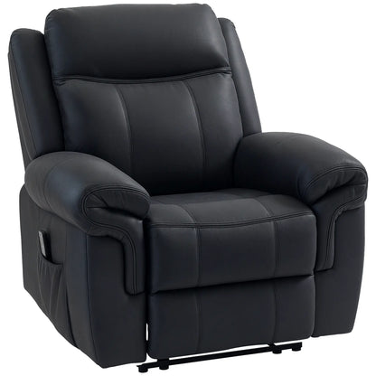 Manual Recliner Chair with Vibration Massage, Side Pockets, Microfibre Reclining Chair for Living Room, Black Single Sofas at Gallery Canada