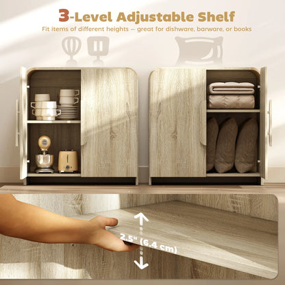 31.5" Meuble bas de cuisine, Bois naturel, Porte à fermeture douce, Étagère réglable