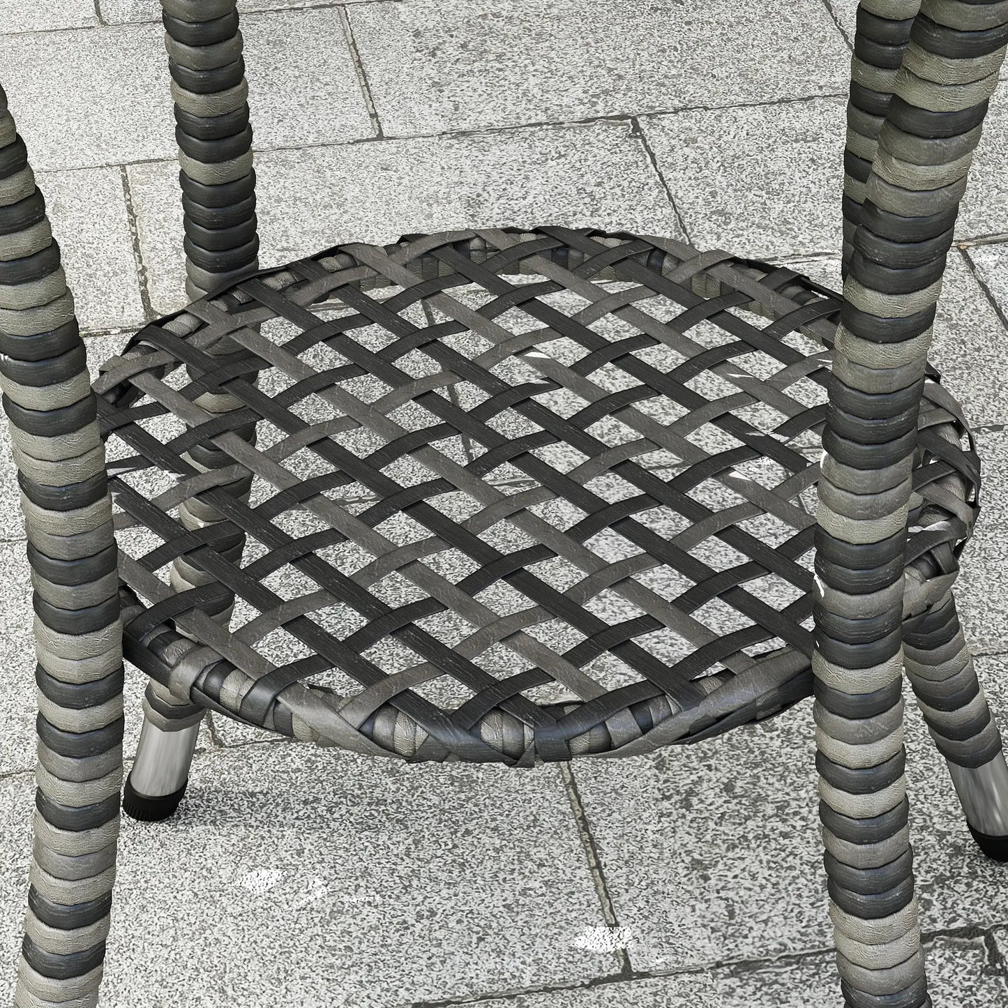 Outdoor Rattan Dining Table, Round Wicker Coffee Table, 2-Tier Shelf, Mixed Grey Patio Dinning Tables at Gallery Canada