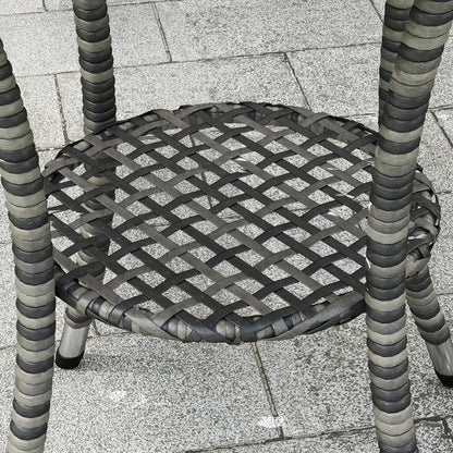 Outdoor Rattan Dining Table, Round Wicker Coffee Table, 2-Tier Shelf, Mixed Grey Patio Dinning Tables at Gallery Canada