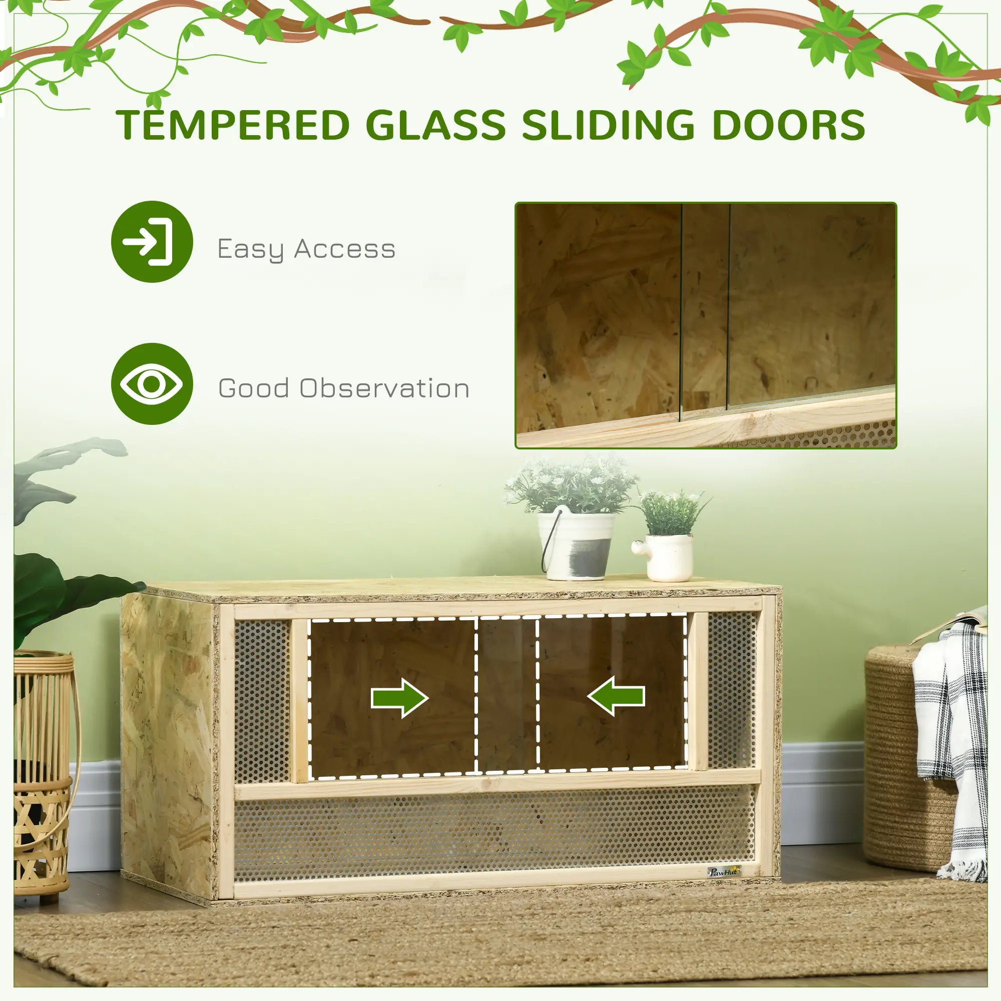 Wooden Reptile Terrarium, Sliding Door, 31.5