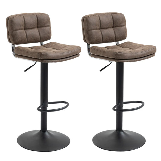 Swivel Counter Height Bar Stools Set of 2, Adjustable Height, PU Leather Bar Stools Brown, Black at Gallery Canada