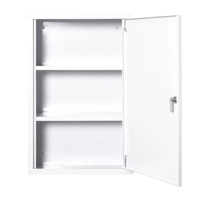 Wall Mount Medicine Cabinet, 3 Tier Steel, Lockable with 2 Keys, White Wall Mounted Cabinets at Gallery Canada