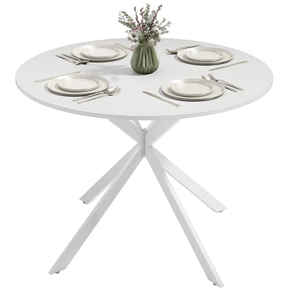 40" Round Kitchen Table For 4, Industrial Dining Table, White Oak, White Dining Tables at Gallery Canada