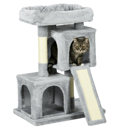 Plush Cat Tree Tower, Sisal Scratching Post, Perch Condo, Light Grey Cat Posts Light Grey at Gallery Canada