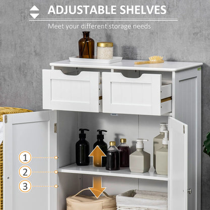 Bathroom Storage Cabinet, 2 Drawers, Adjustable Shelf, White Bathroom Cabinets at Gallery Canada