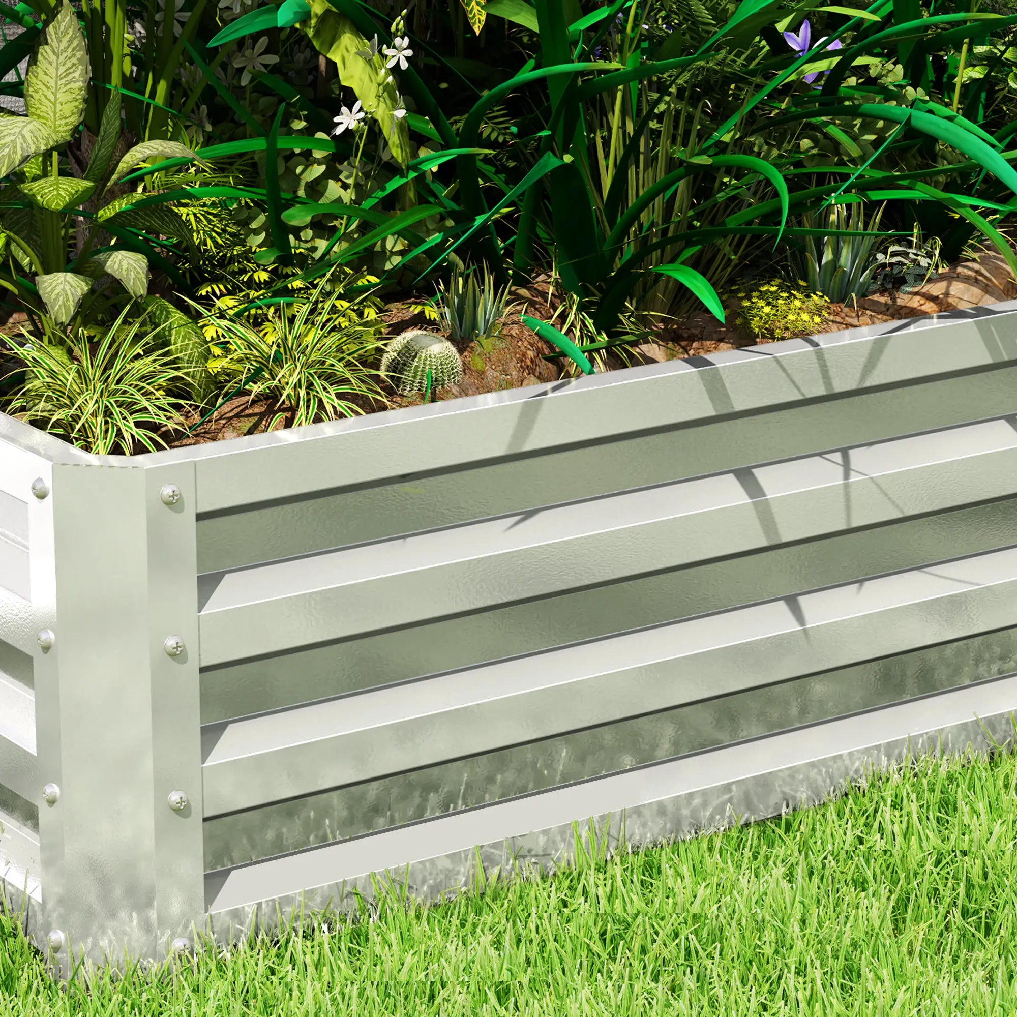 Galvanized Raised Garden Bed, Outdoor Planter Box, 4' x 2' x 1', Silver Raised Garden Beds at Gallery Canada