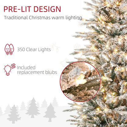 7' Pre Lit Flocked Christmas Tree, Snow Branches, Warm White Lights, Arctic Fir Pre Lit Christmas Trees at Gallery Canada