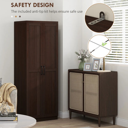 63" Kitchen Storage Cabinet, 5-Tier Pantry with Doors, Adjustable Shelves, Dark Brown Kitchen Pantry Cabinets at Gallery Canada