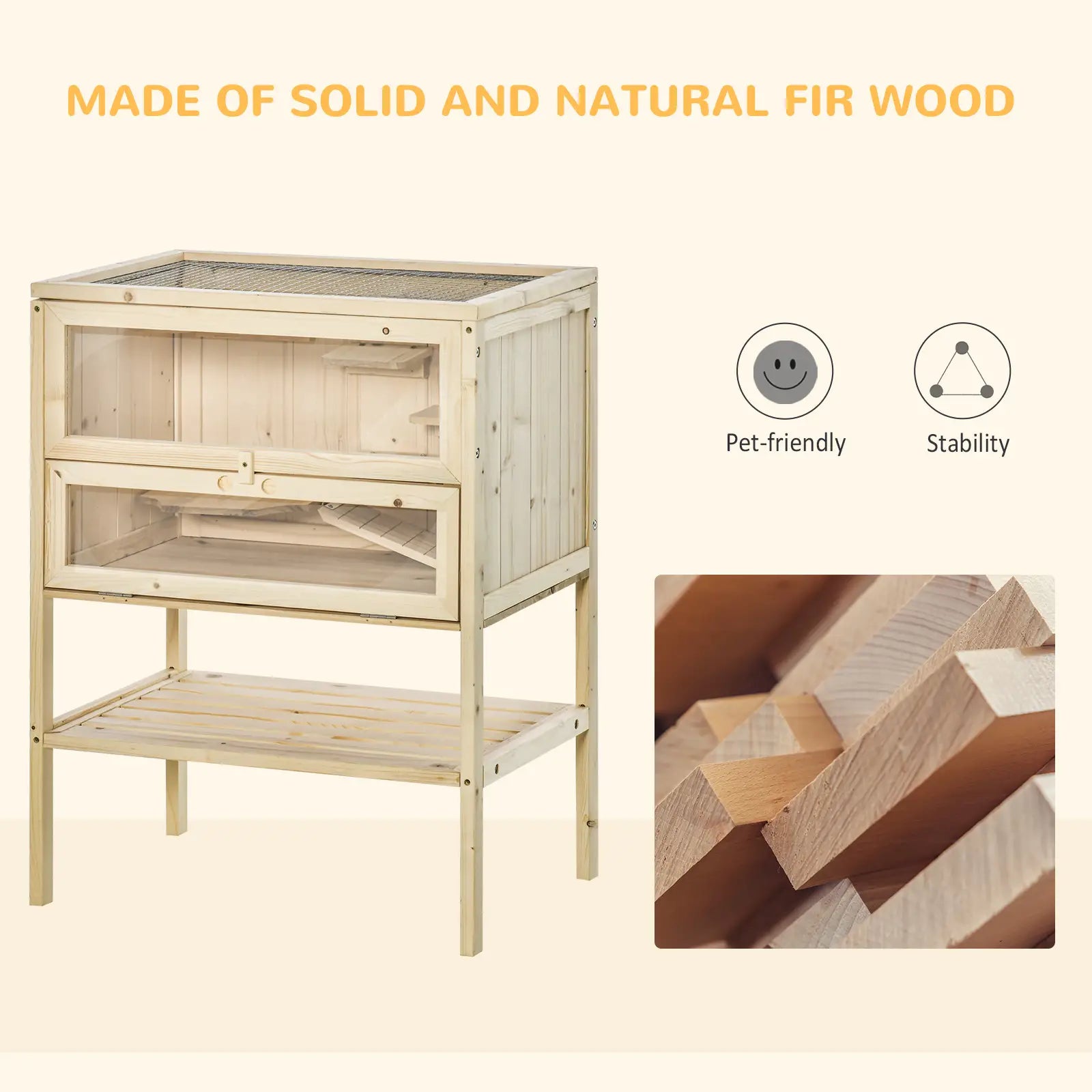 3 Tier Fir Wood Hamster Cage, Small Animals Play House, Exercise Center Hamster Cages at Gallery Canada