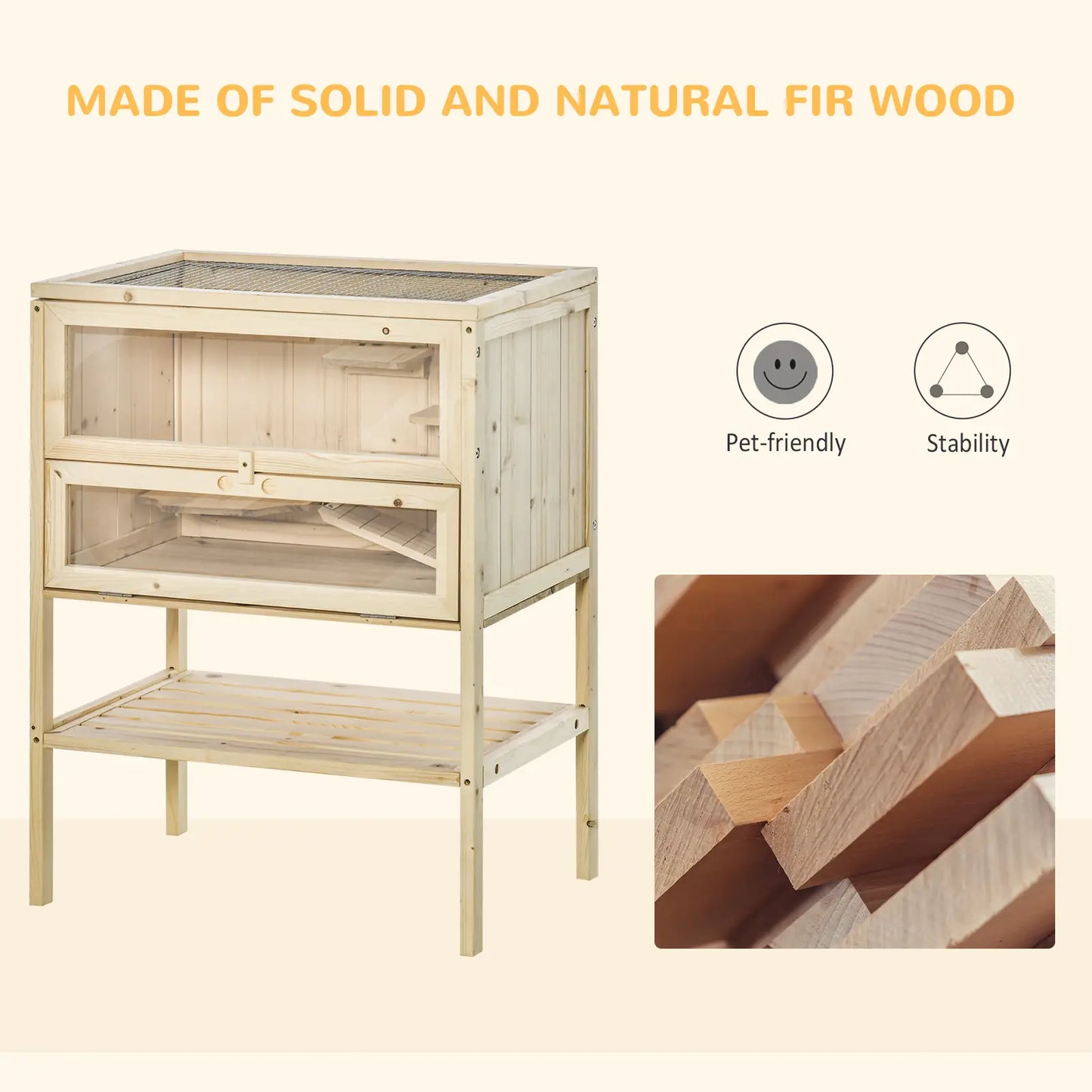 3 Tier Fir Wood Hamster Cage, Small Animals Play House, Exercise Center Hamster Cages at Gallery Canada