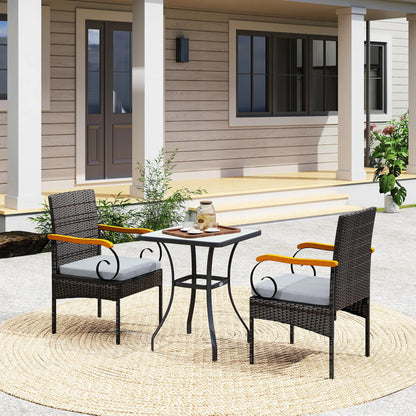 Set of 2 Rattan Outdoor Dining Chairs, Wicker Patio Chairs, Light Grey Patio Chairs at Gallery Canada