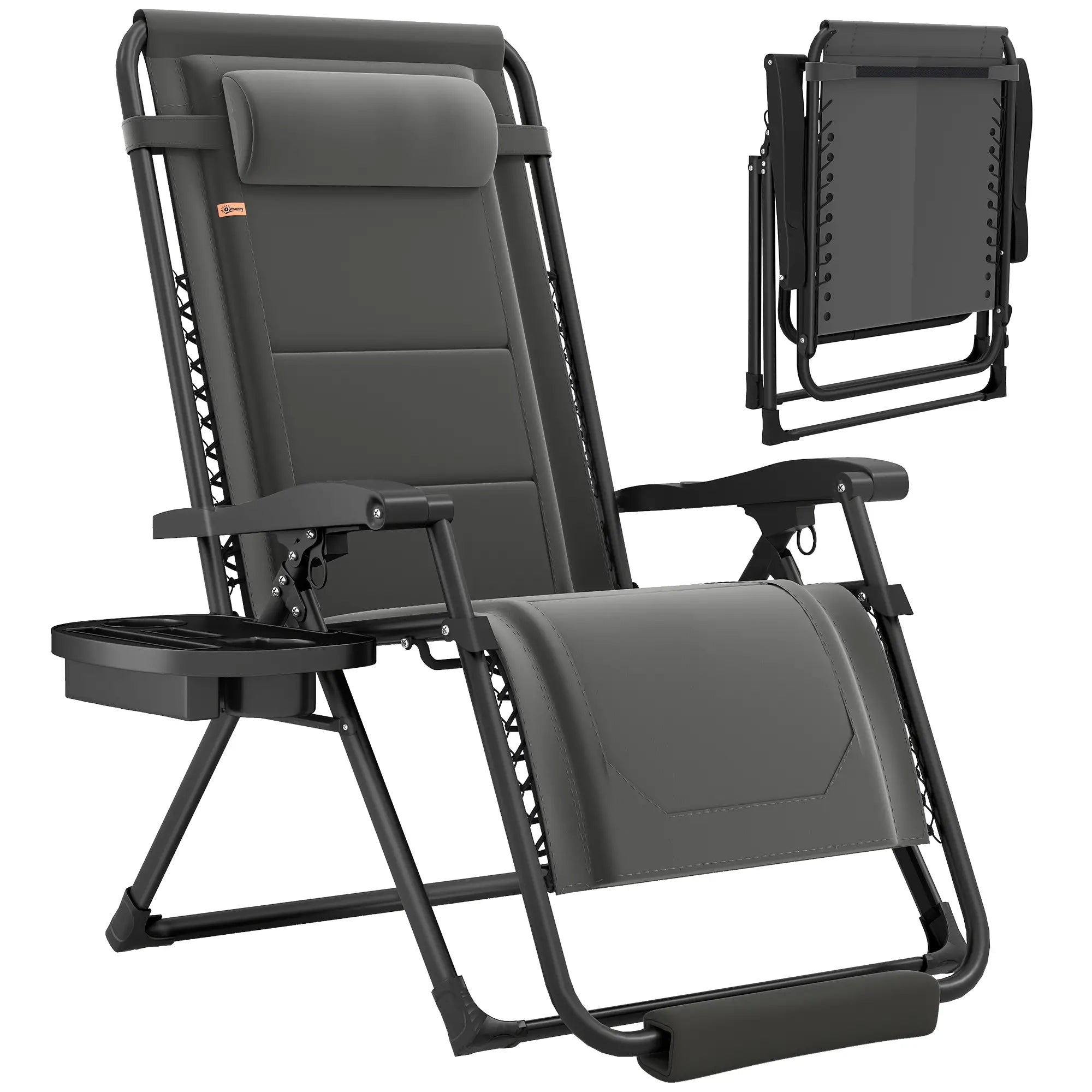 Zero Gravity Chair, Reclining Outdoor Lounger, 400 LBS Capacity, Dark Grey Lounger Chairs at Gallery Canada