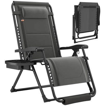 Zero Gravity Chair, Reclining Outdoor Lounger, 400 LBS Capacity, Dark Grey Lounger Chairs at Gallery Canada